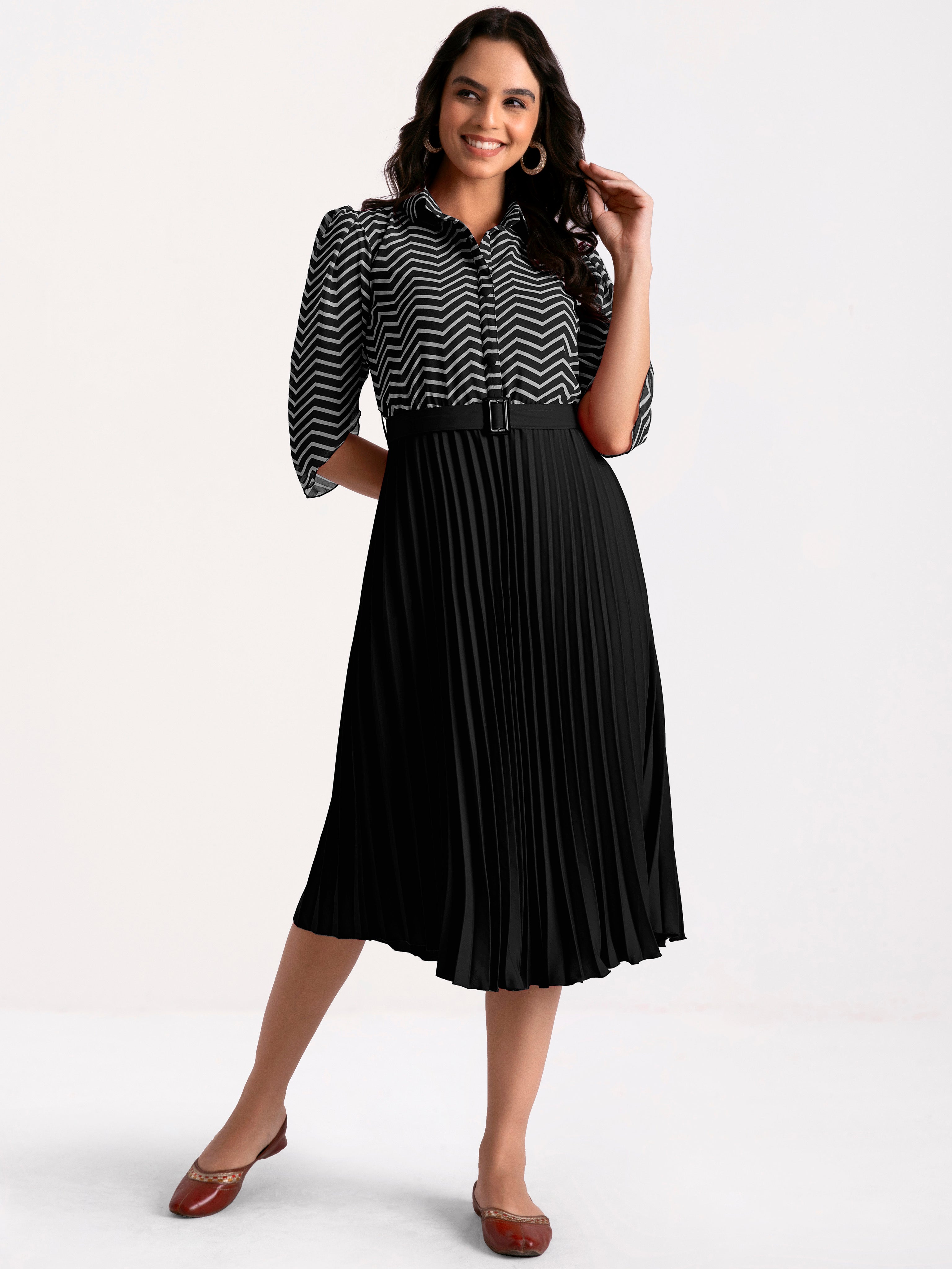 a-line fit and flare black dress