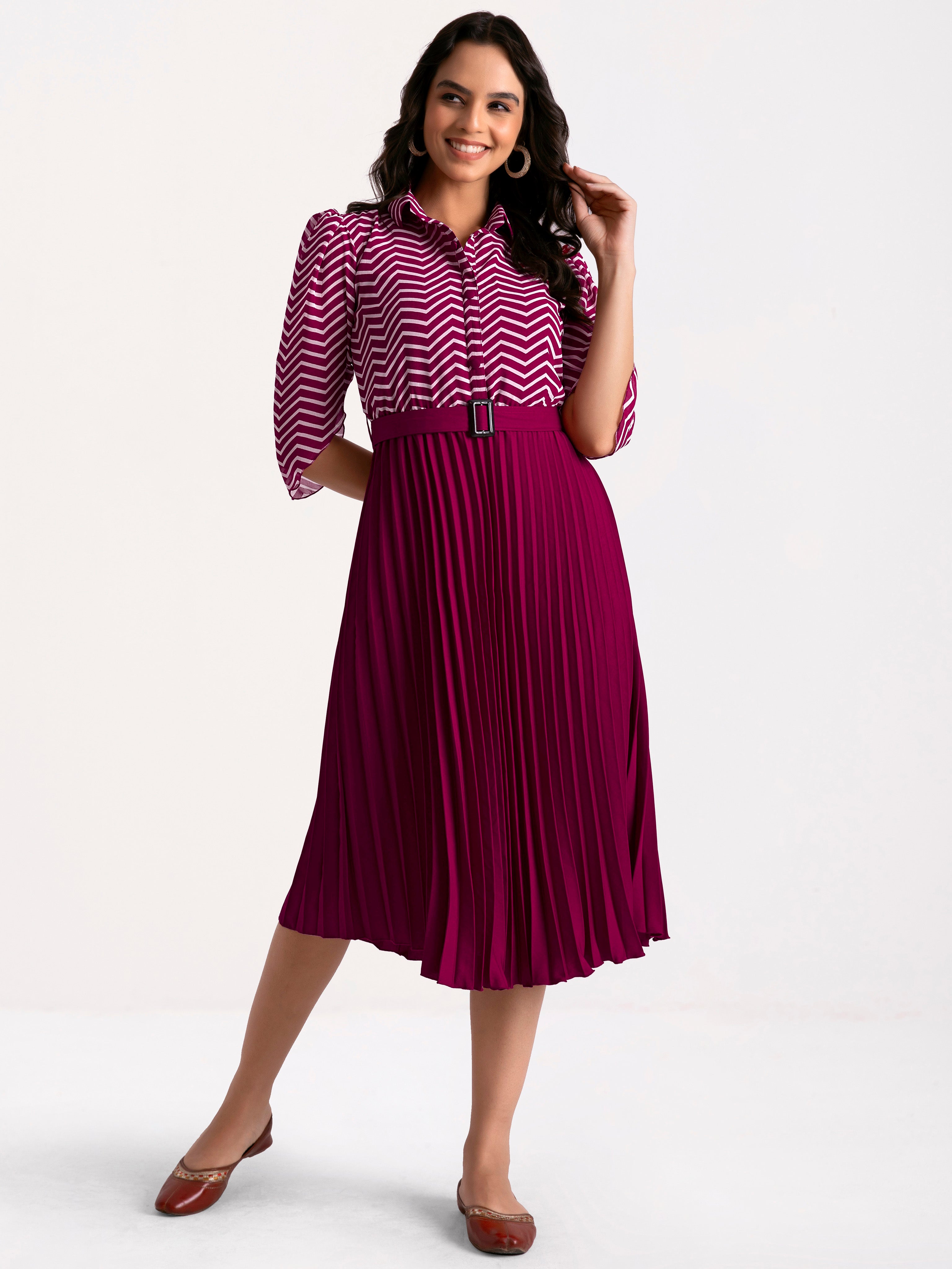 a-line fit and flare purple  dress