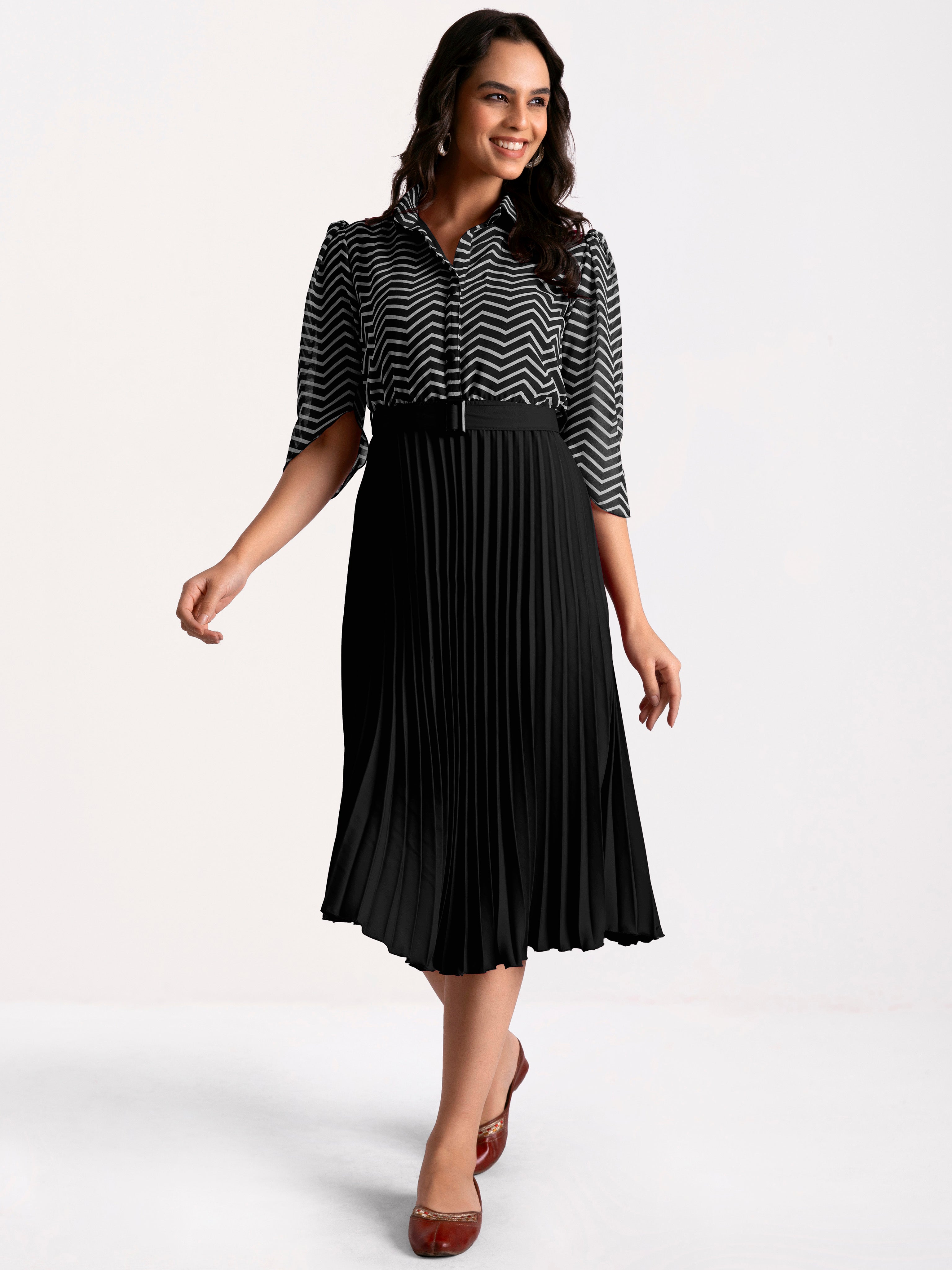 a-line fit and flare black dress