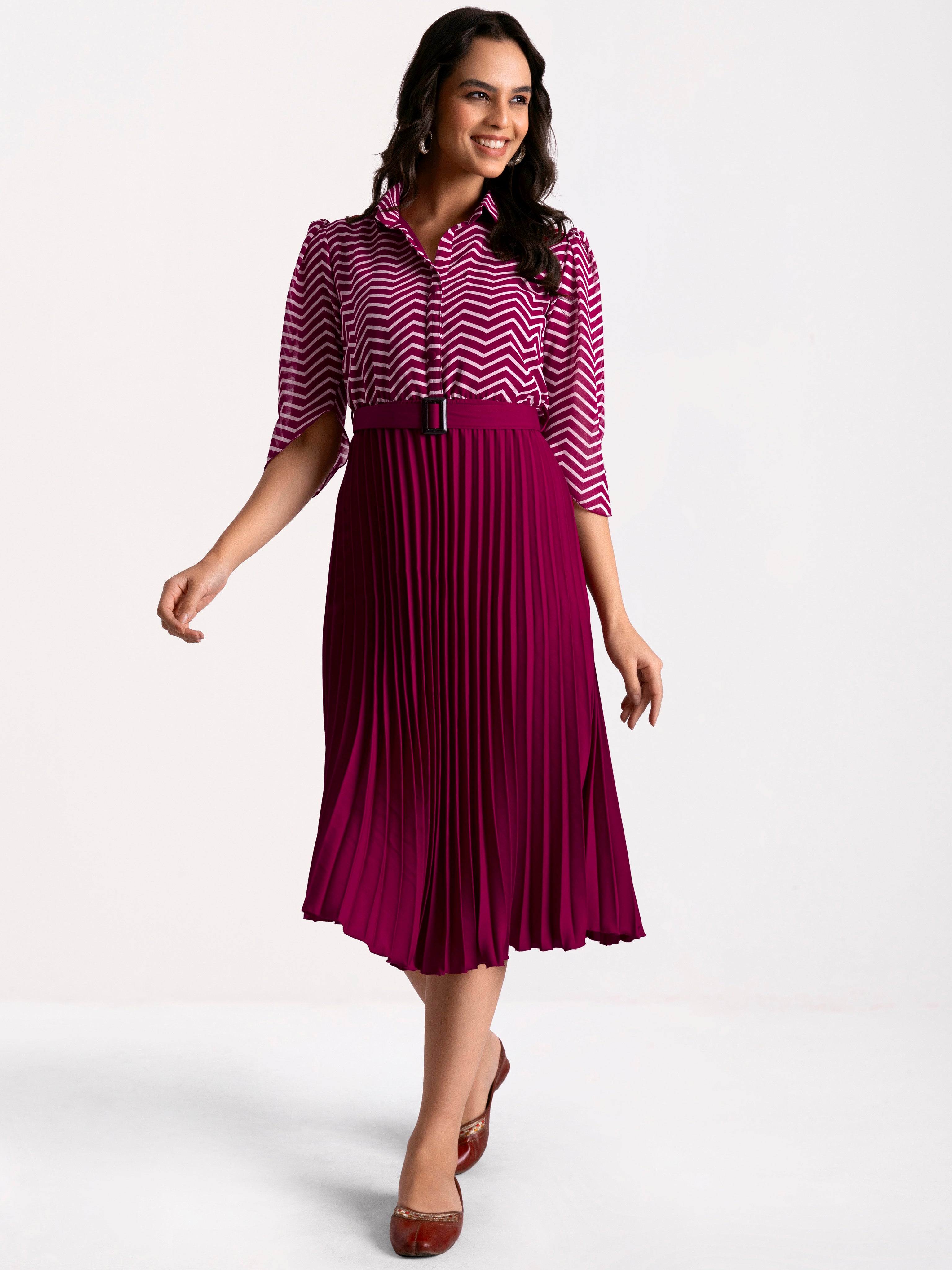 a-line fit and flare purple  dress