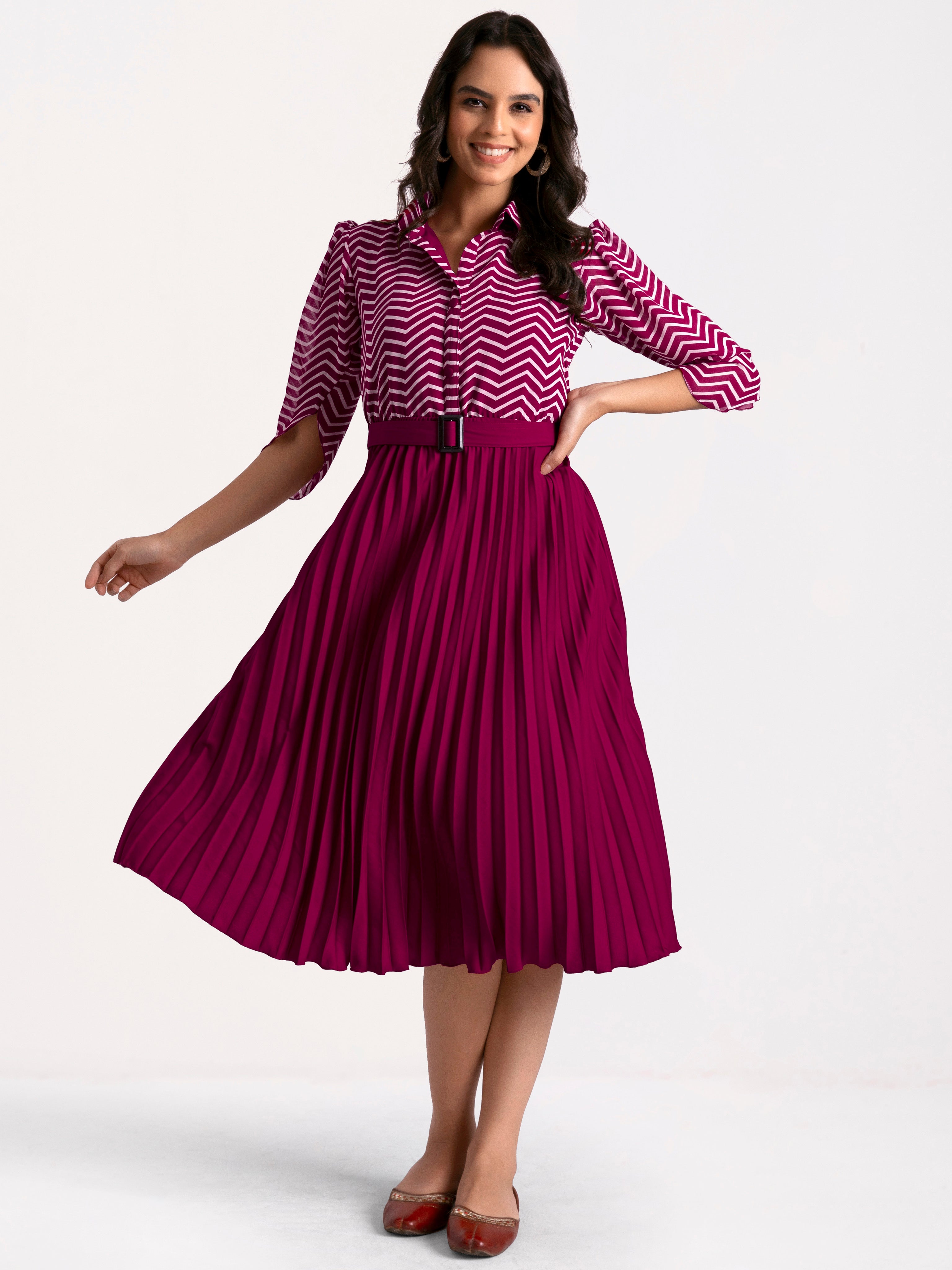 a-line fit and flare purple  dress