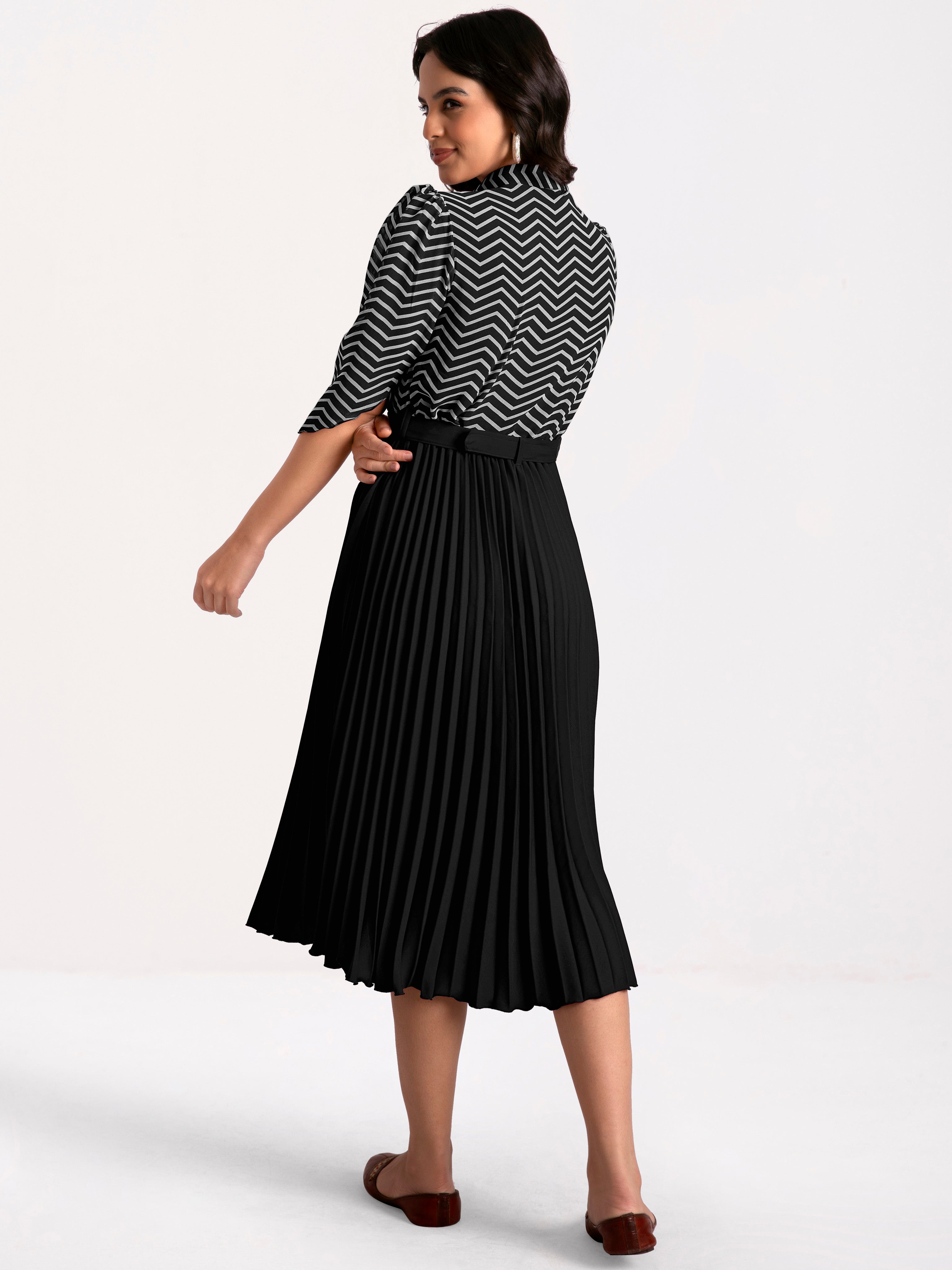 a-line fit and flare black dress