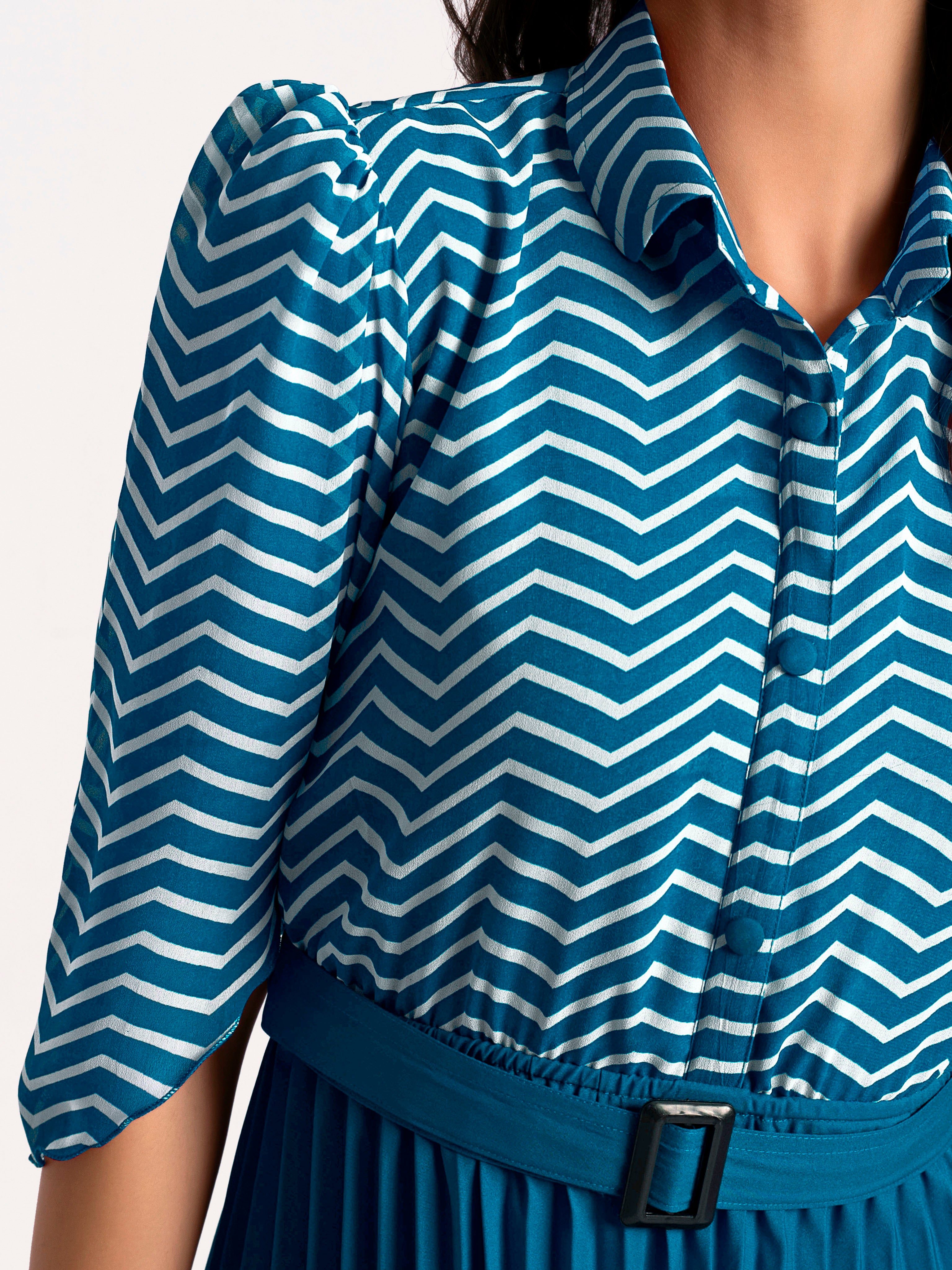 a-line fit and flare teal blue  dress