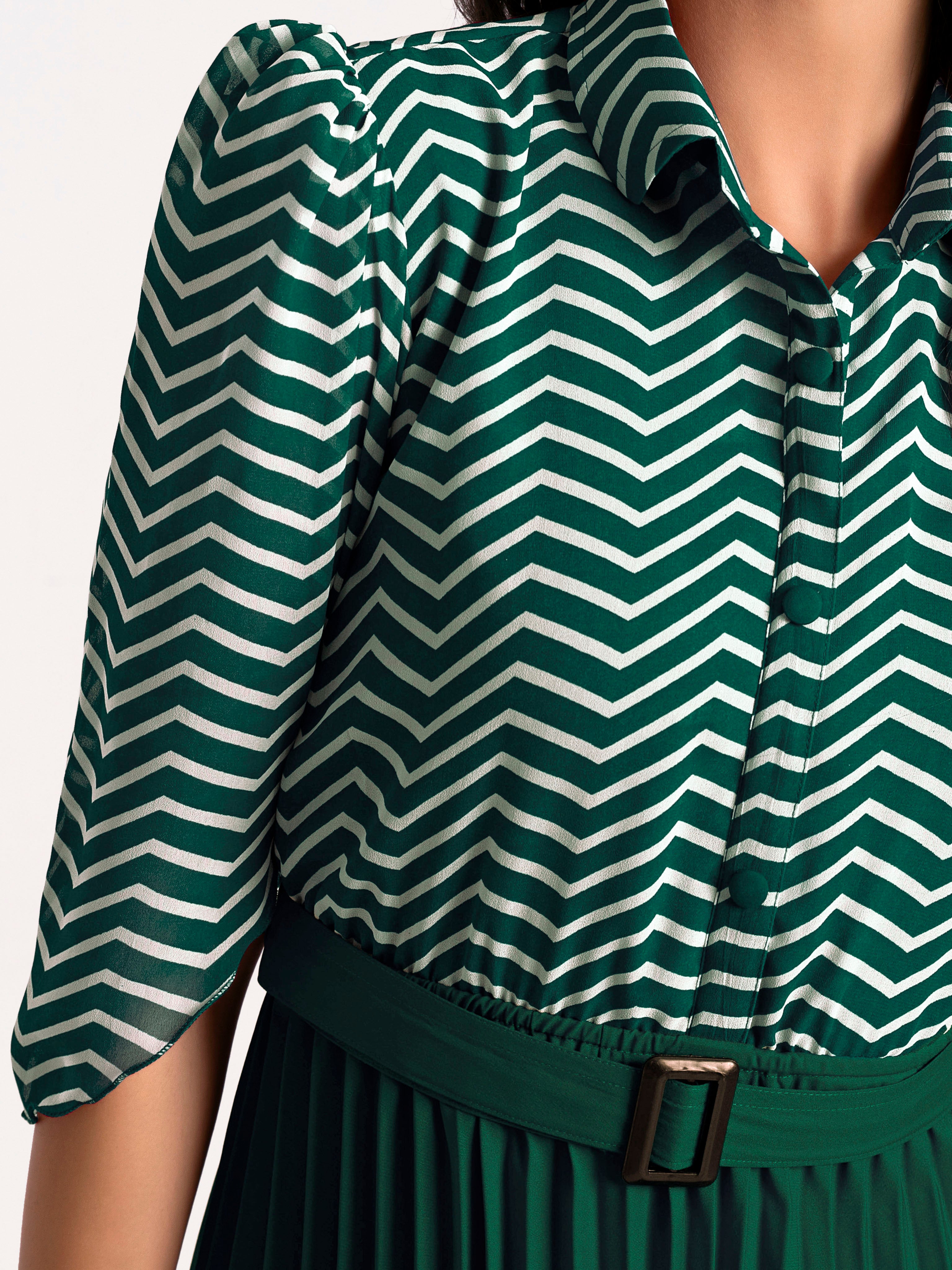 a-line fit and flare green  dress