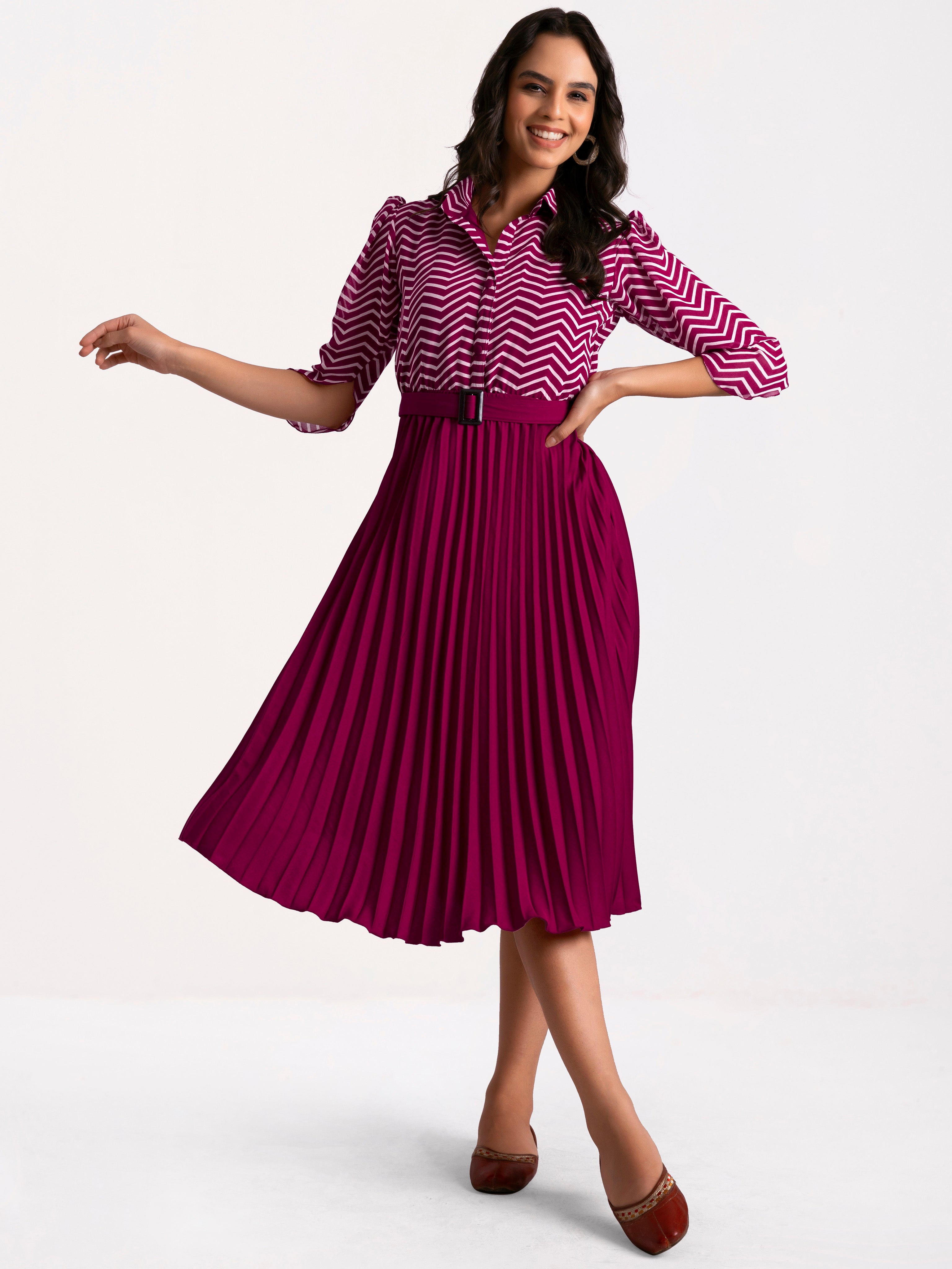 a-line fit and flare purple  dress