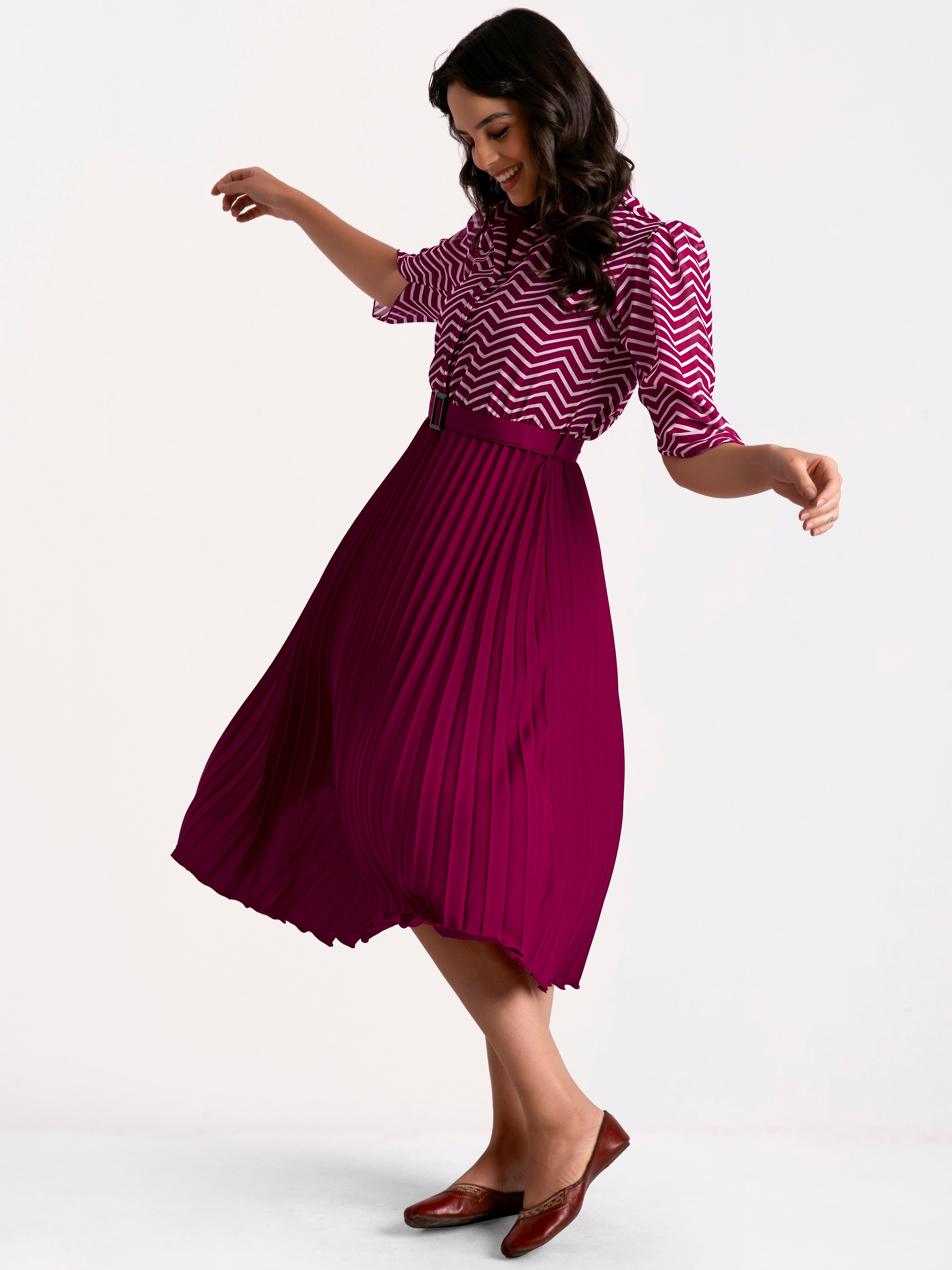 a-line fit and flare purple  dress