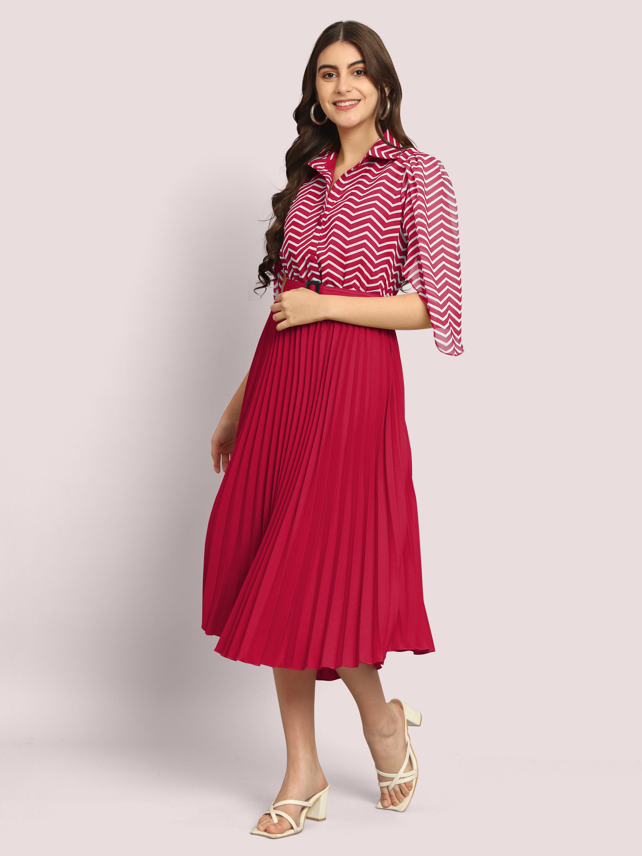 a-line fit and flare pink dress