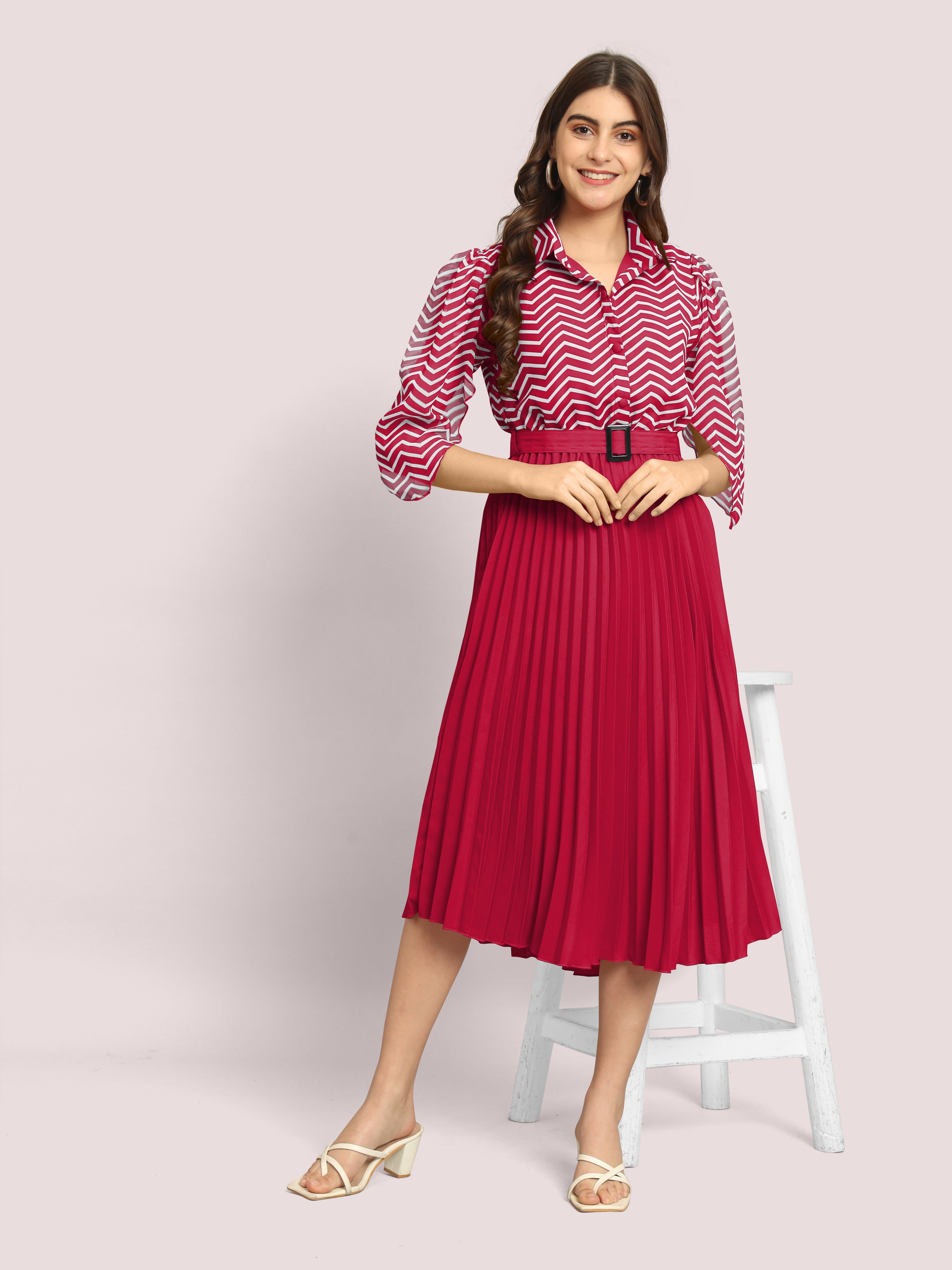 a-line fit and flare pink dress