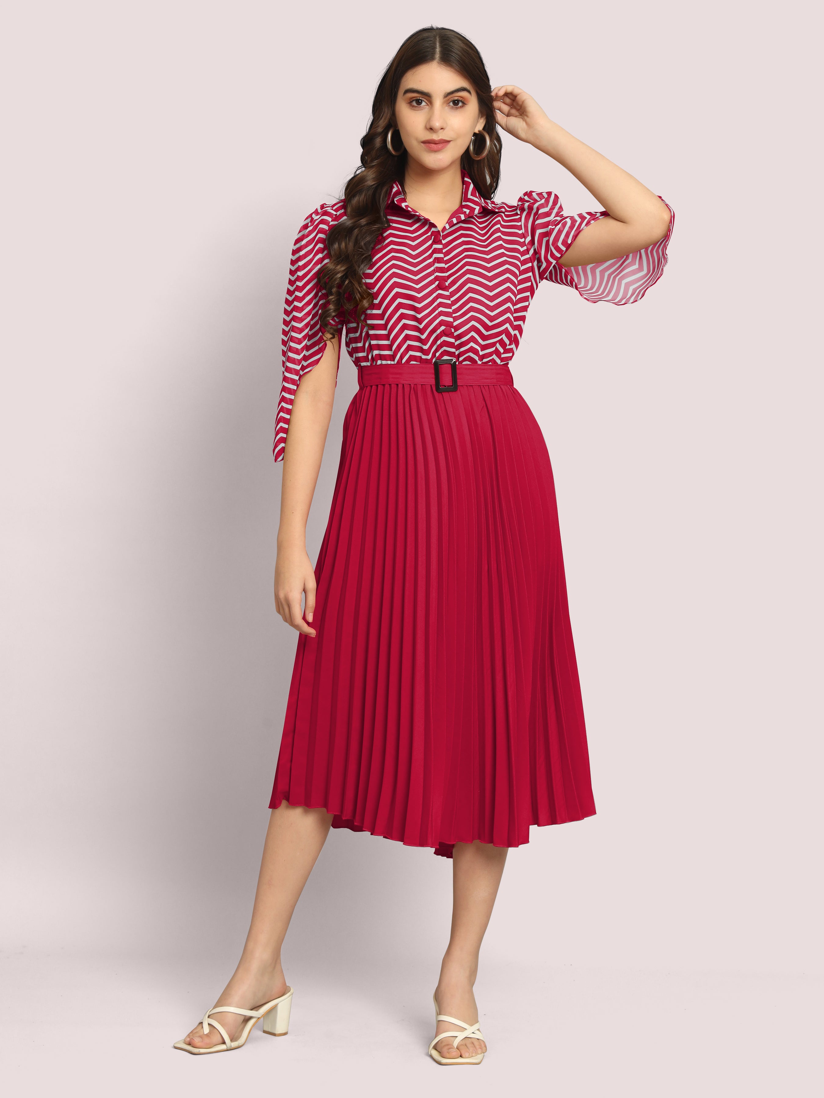 a-line fit and flare pink dress