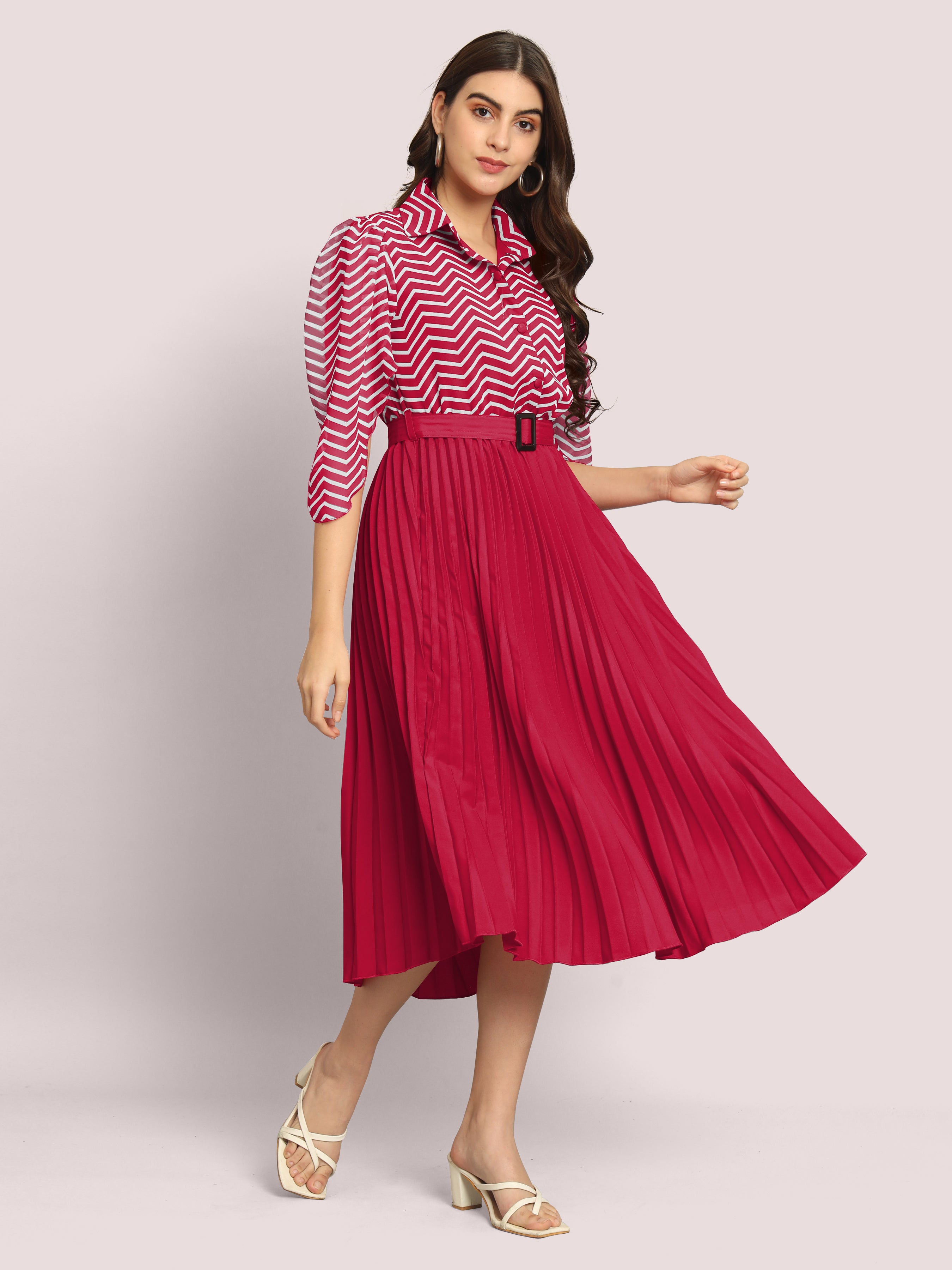 a-line fit and flare pink dress
